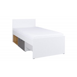 Łóżko 90X200 młodzieżowe biało-szare z szufladą DEMO 15