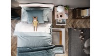 LUNA łóżko z materacem - biały/różowy