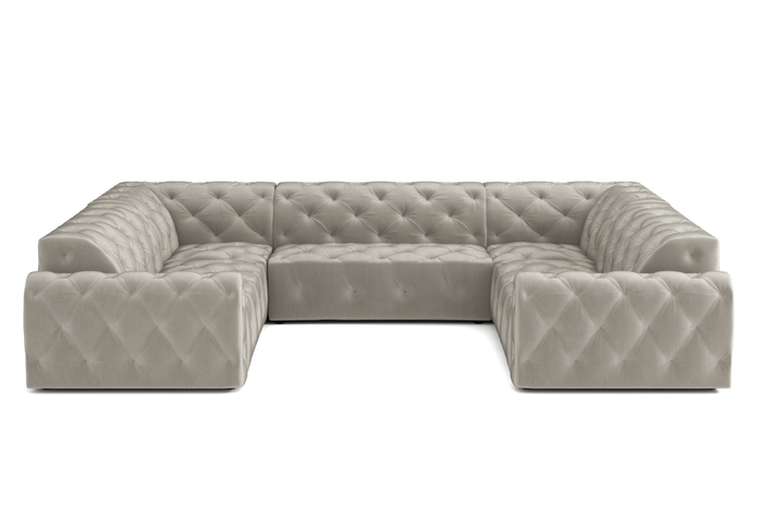 Narożnik U z eleganckimi pikowaniami CANDY 318x254 cm