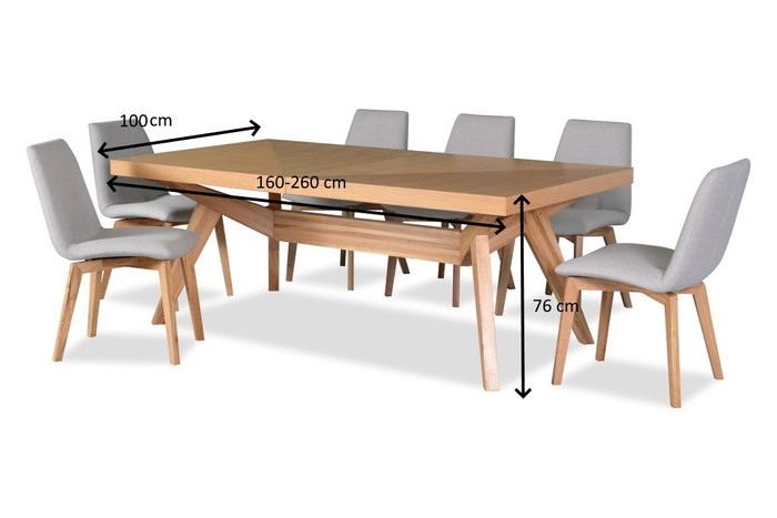 Stół prostokątny rozkładany w stylu rustykalnym 110 cm x 160 - 260 cm T48