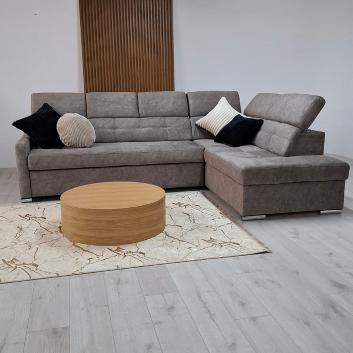 Narożnik z regulowanymi zagłówkami i funkcją spania Karo 264x162 cm