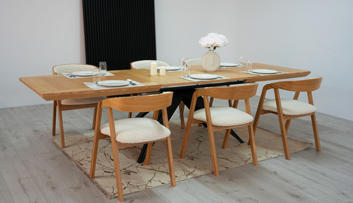 Ausziehbarer Tisch auf Metallgestell 100 x 200–300 cm Modell T56