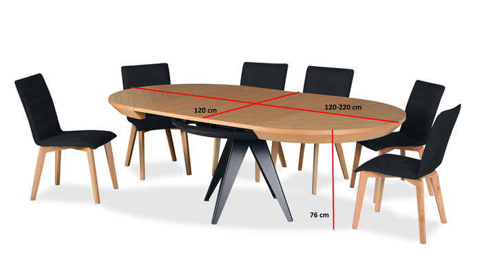 Stół Mietek okrągły rozkładany na metalowej podstawie 120 - 220 cm T49 