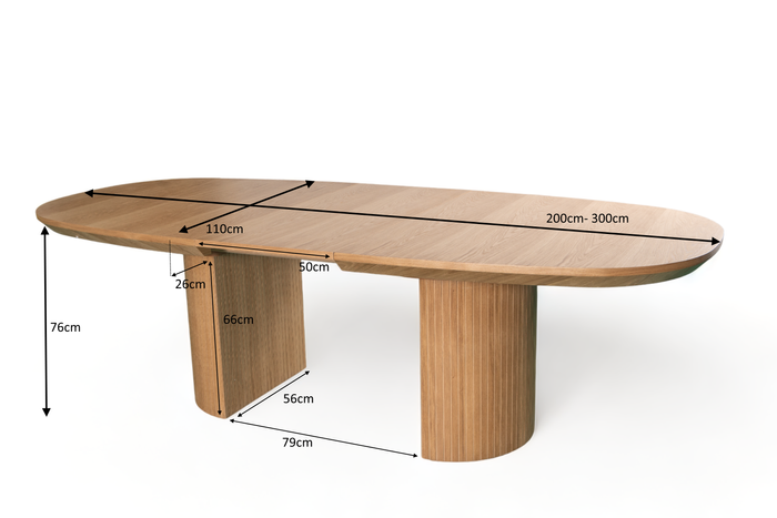 Stół Paweł rozkładany na ryflowanej nodze 110 cm x 200 - 300 cm T72