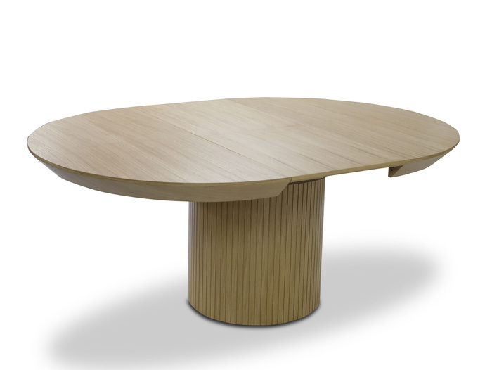 Stół okrągły, rozkładany na ryflowanej nodze DARIUSZ T68 130-180 cm