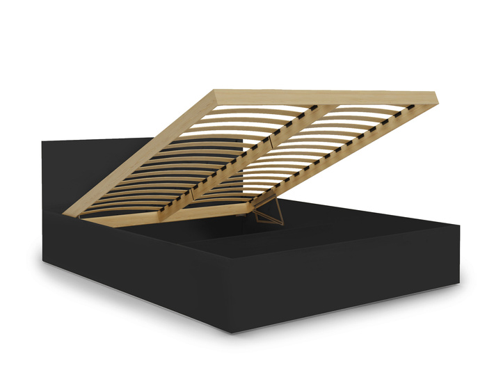 Łóżko drewniane czarne z materacem ATENA 160x200cm