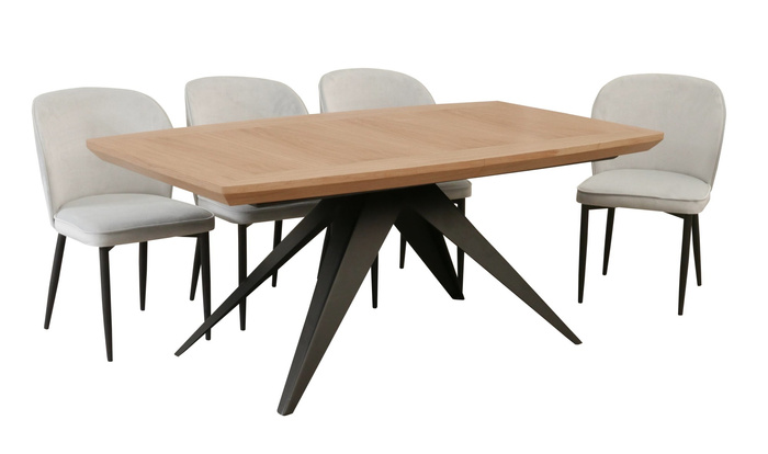 Ausziehbarer Tisch auf Metallgestell 100 x 200–300 cm Modell T56
