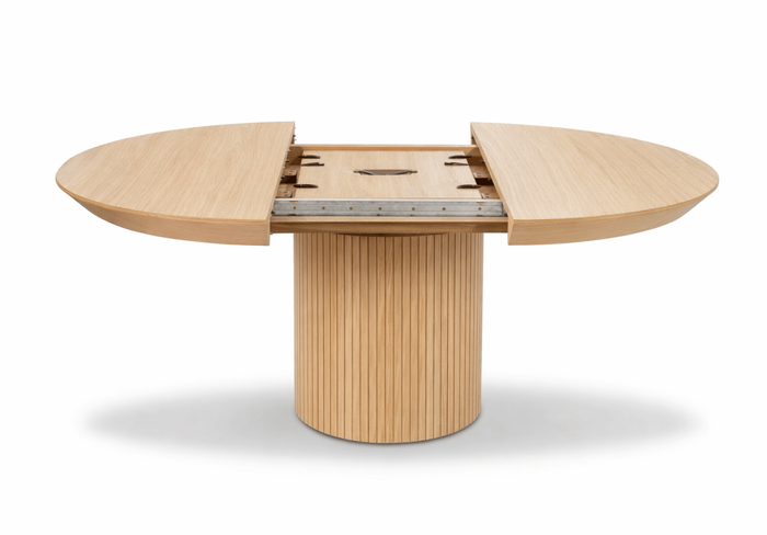 Stół okrągły, rozkładany na ryflowanej nodze DARIUSZ T68 130-180 cm