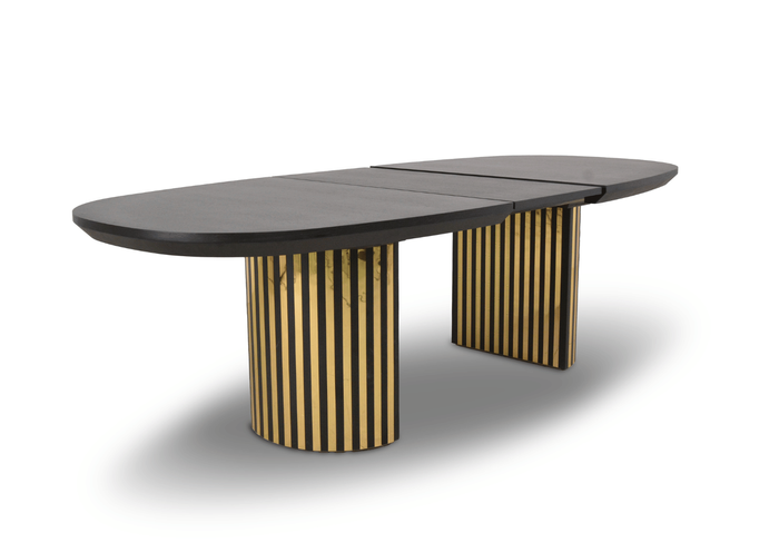 Stół rozkładany na ryflowanej nodze LUDWIK T72 GLAM 110x200-300 cm