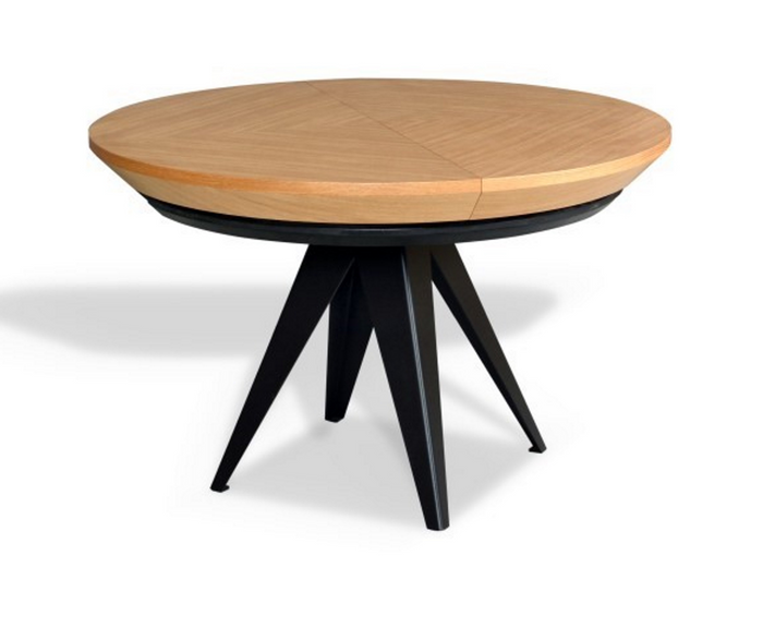 Stół Mietek okrągły rozkładany na metalowej podstawie 120 - 220 cm T49 