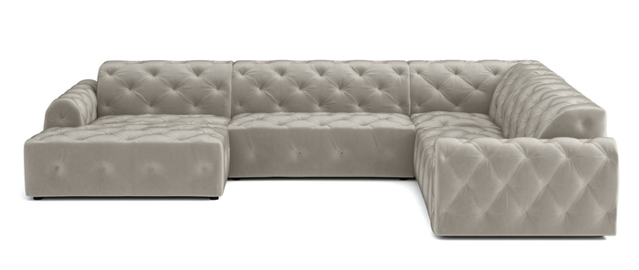 Stylowy narożnik z eleganckimi pikowaniami Candy 334x254 cm