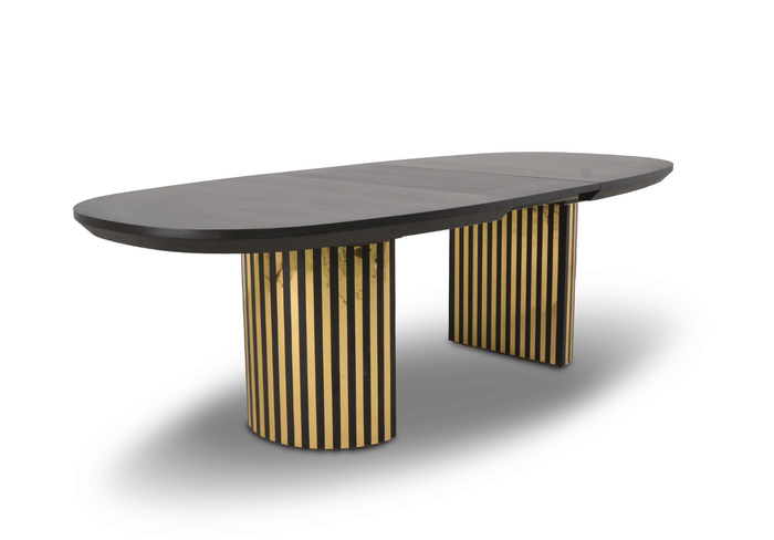 Stół rozkładany na ryflowanej nodze LUDWIK T72 GLAM 110x200-300 cm