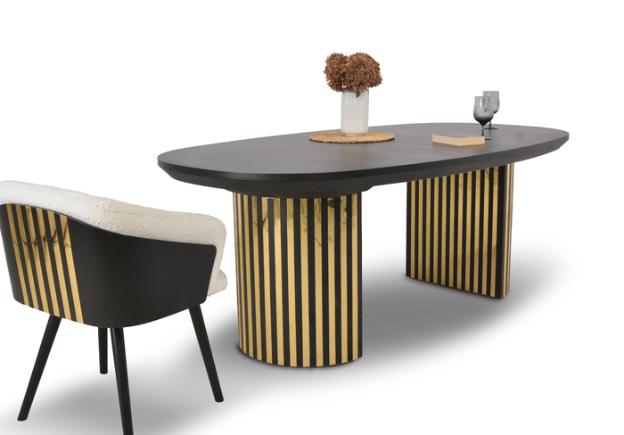 Stół rozkładany na ryflowanej nodze LUDWIK T72 GLAM 110x200-300 cm