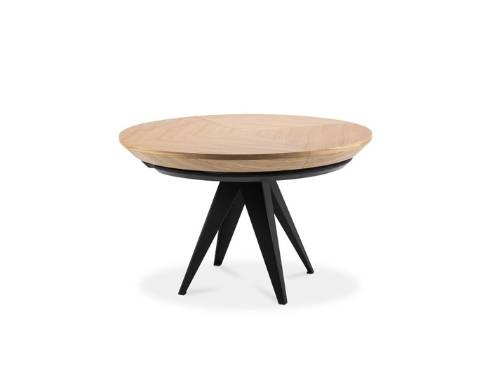 Stół Mietek okrągły rozkładany na metalowej podstawie 130 - 230 cm T49 