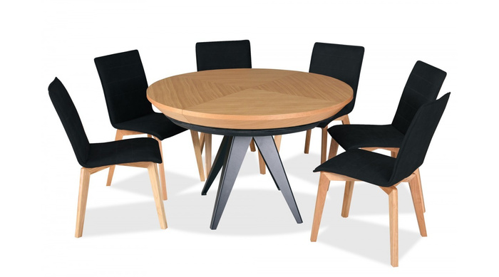 Stół Mietek okrągły rozkładany na metalowej podstawie 120 - 220 cm T49 