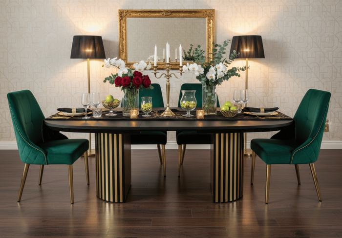 Stół rozkładany na ryflowanej nodze LUDWIK T72 GLAM 110x200-300 cm