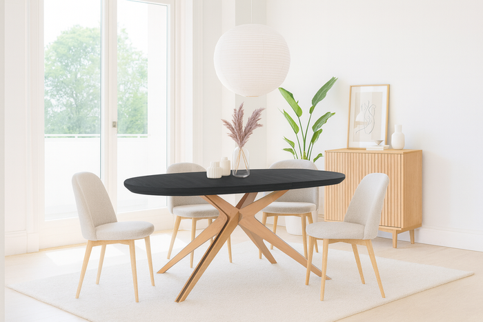 Owalny dębowy stół Gniewsko rozkładany 110 cm x 200-300 cm T79