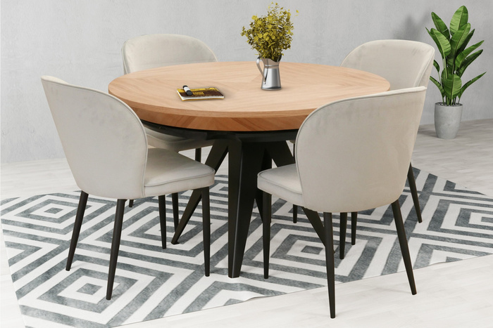 Stół Mietek okrągły rozkładany na metalowej podstawie 130 - 230 cm T49 