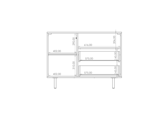 Aurora Mini komoda z pionowymi żłobieniami