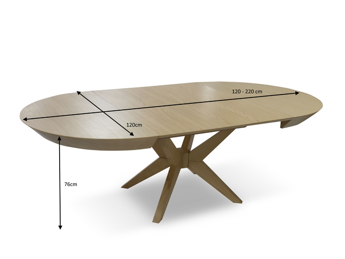 Stół Franek nowoczesny, okrągły, rozkładany 120 cm - 220 cm T66