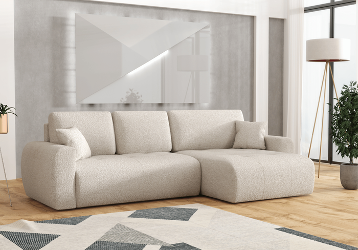 Narożnik prawostronny z funkcją spania L MOET mini 250x142 cm