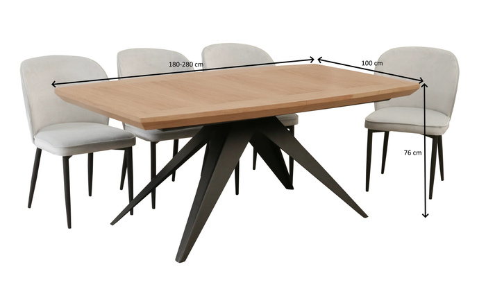 Stół Kazik rozkładany na metalowej nodze 100 x 200 - 300 cm T56 