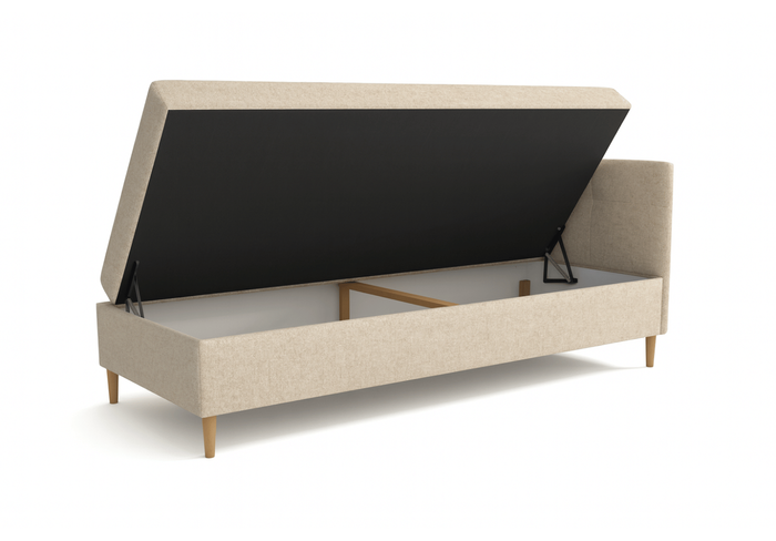 Łóżko kontynentalne pojedyncze prawostronne HADES z pojemnikiem 84x204 cm