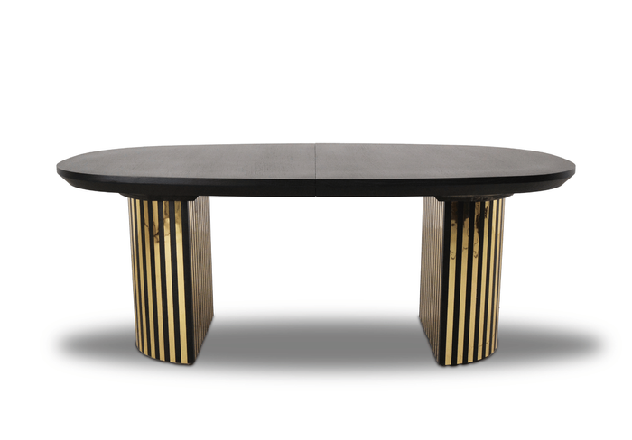 Stół rozkładany na ryflowanej nodze LUDWIK T72 GLAM 110x200-300 cm