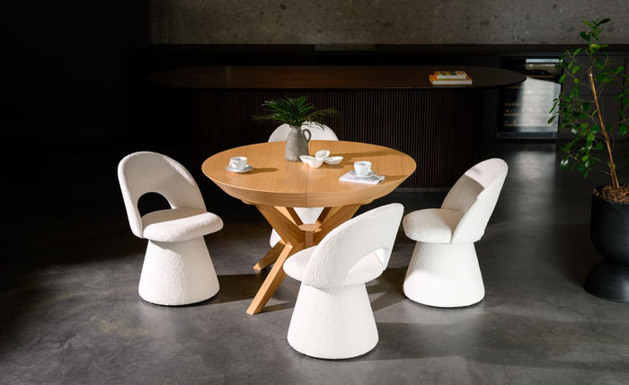 Stół Franek nowoczesny, okrągły, rozkładany 120 cm - 220 cm T66