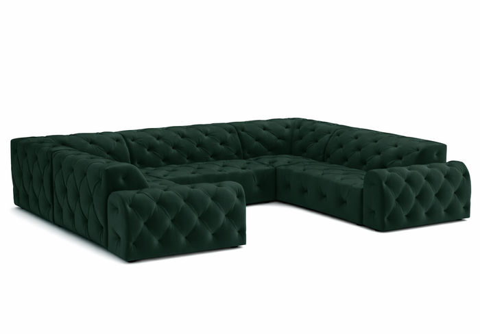 Narożnik U z eleganckimi pikowaniami CANDY 318x254 cm