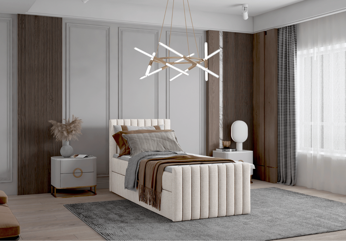 Łóżko pojedyncze kontynentalne boxspring HERA 83x218 cm