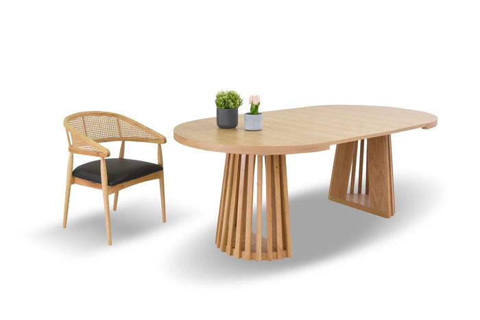 Stół Bartek okrągły, rozkładany na ażurowej nodze 110 - 210 cm T77