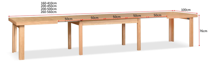 Duży stół prostokątny rozkładany 100 cm x 200 - 450 cm T52