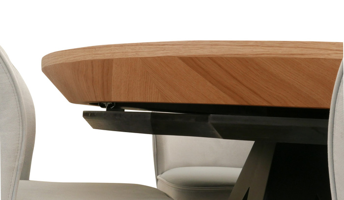 Stół Mietek okrągły rozkładany na metalowej podstawie 120 - 220 cm T49 