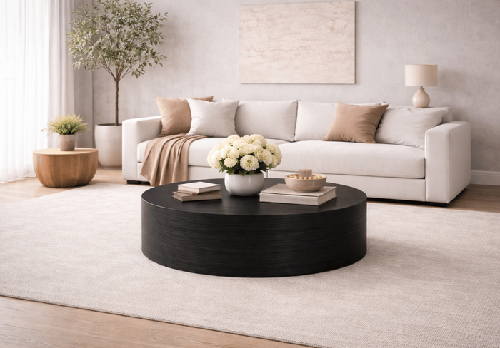 Stolik kawowy, NAPOLI z fornirem dębowym o średnicy 80 cm