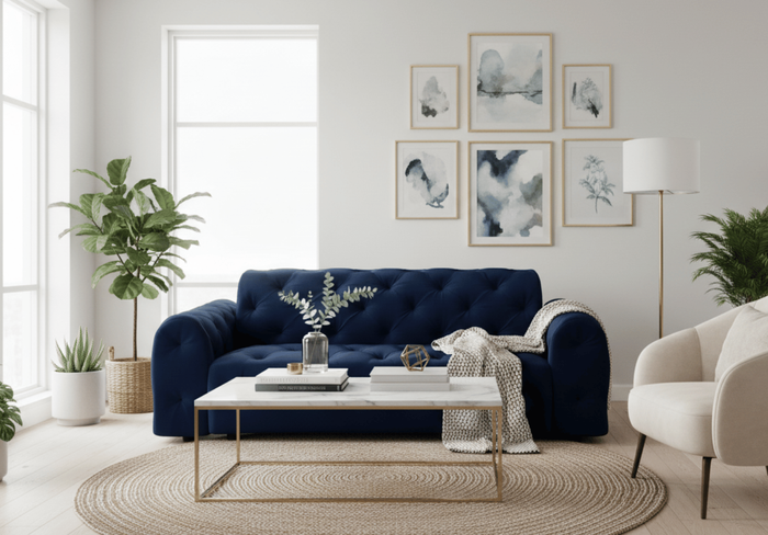 Sofa 4-osobowa z eleganckimi pikowaniami CANDY 255x107 cm