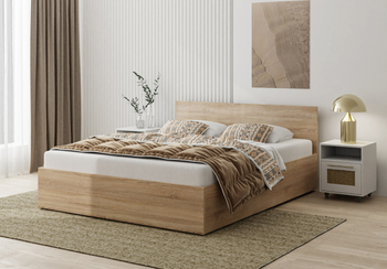 Łóżko drewniane dąb sonoma z materacem ATENA 120x200cm