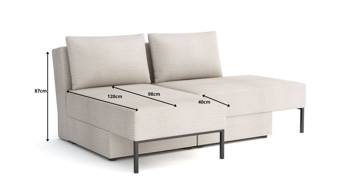 Wielofunkcyjna sofa narożna z funkcją spania TOMI 165x205 cm