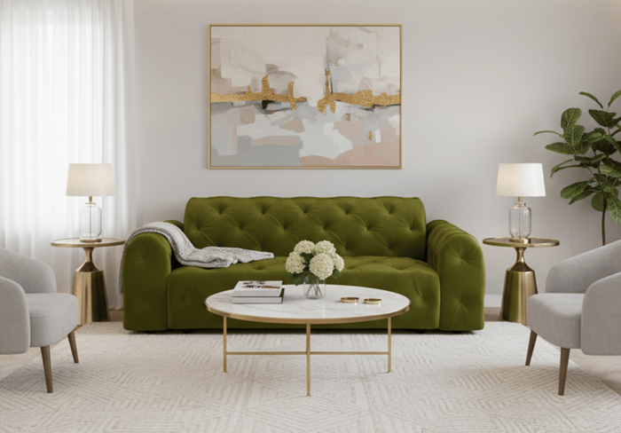 Sofa 4-osobowa z eleganckimi pikowaniami CANDY 255x107 cm