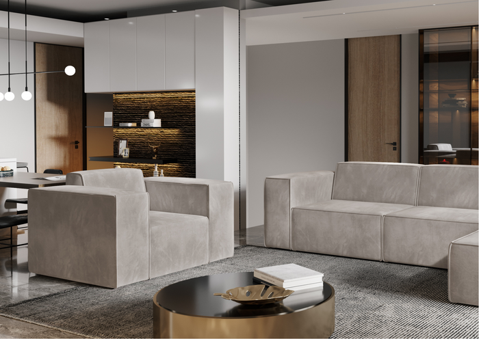 Nowoczesny fotel z kolekcji modułowej do salonu Gaba 90x95 cm