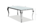 Stół glamour – biały blat, chromowana podstawa 200x100 cm