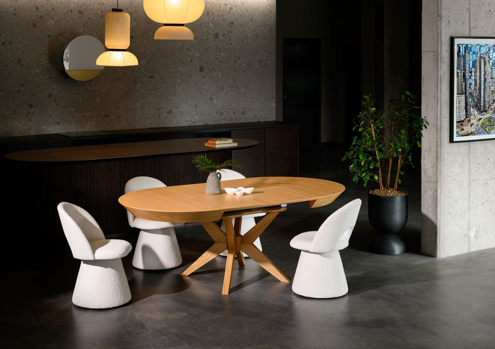 Stół Franek nowoczesny, okrągły, rozkładany 120 cm - 220 cm T66