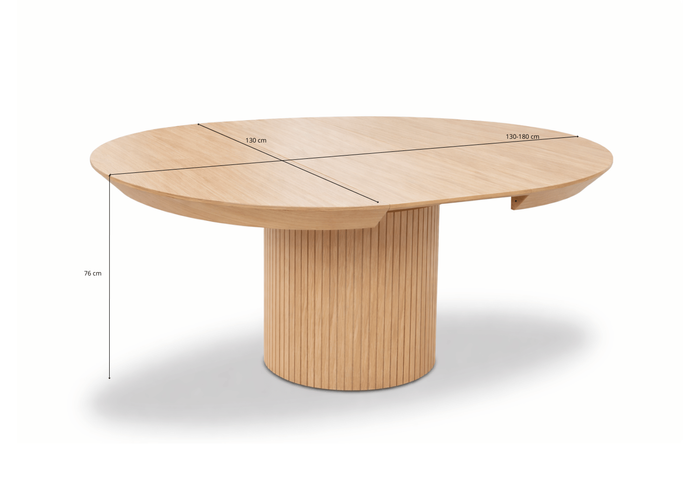 Stół okrągły, rozkładany na ryflowanej nodze DARIUSZ T68 130-180 cm