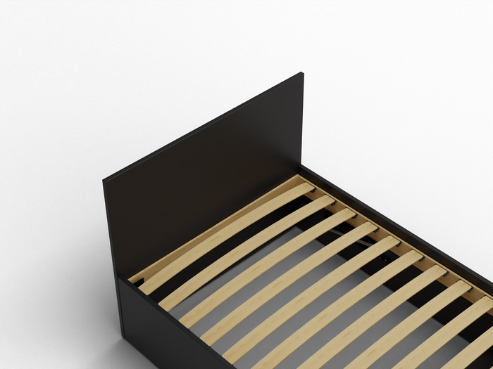 Łóżko pojedyncze, drewniane czarne z materacem ATENA 90x200cm