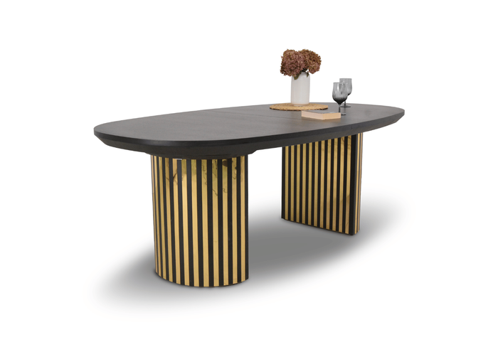 Stół rozkładany na ryflowanej nodze LUDWIK T72 GLAM 110x200-300 cm