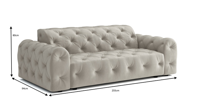 Stylowa sofa 4 osobowa z eleganckimi pikowaniami Candy 255x94 cm