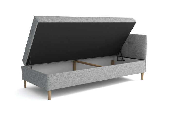 Łóżko kontynentalne pojedyncze prawostronne HADES z pojemnikiem 84x204 cm