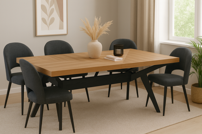 Stół Wacław prostokątny drewniany rozkładany w stylu rustykalnym 110 cm x 200 - 300 cm T48