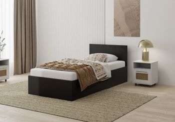 Łóżko pojedyncze, drewniane czarne z materacem ATENA 90x200cm