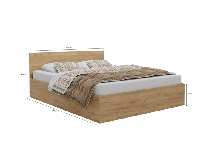 Łóżko drewniane dąb craft z materacem ATENA 160x200cm
